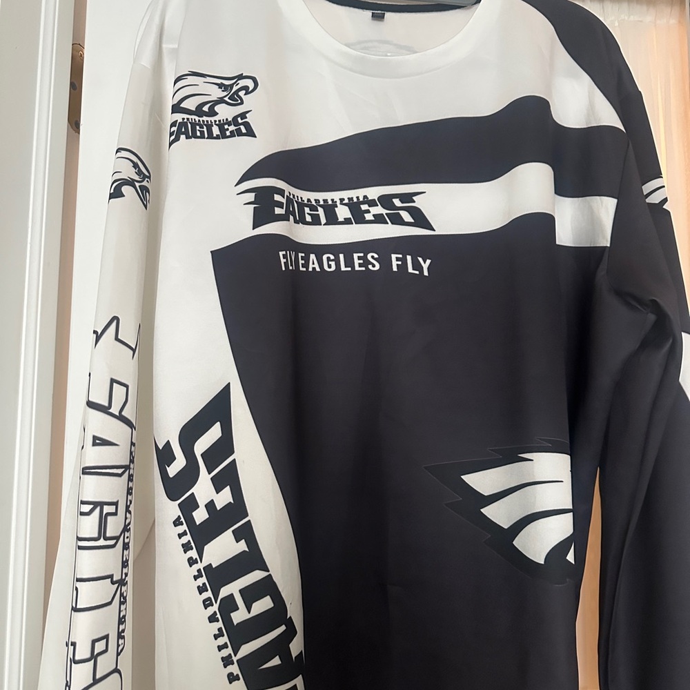Source Unknown  Bootleg Black and White Eagles Football Jersey - 3XL